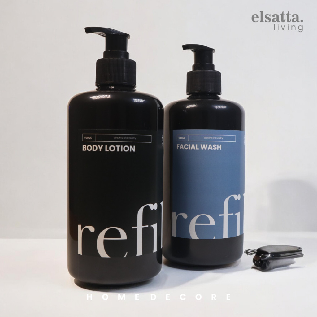 500ML BLACK PUMP REFILL BOTTLE FREE AESTHETIC STICKER / 500ML PUMP BOTTLE REFILL SHAMPOO SOAP