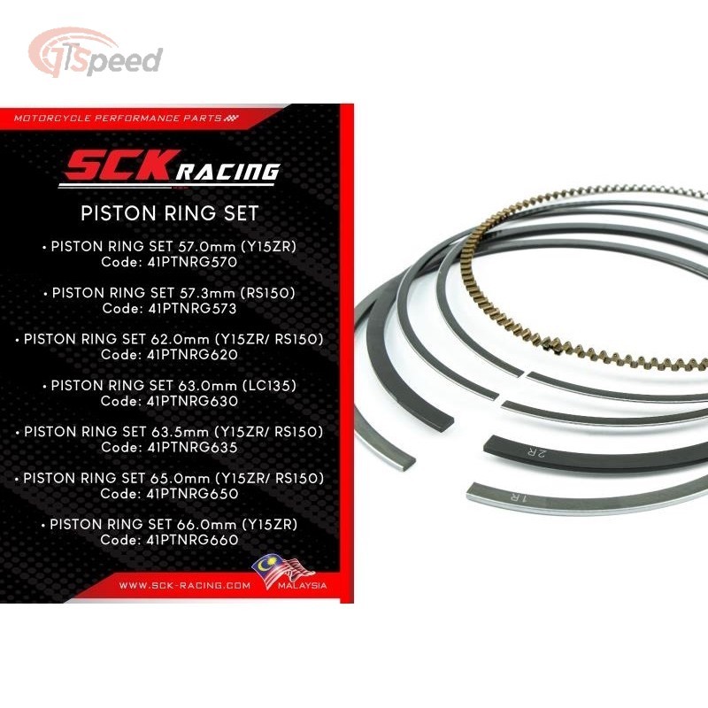 SCK RACING LC135 Y15 RS150 PISTON RING SET 57MM-66MM
