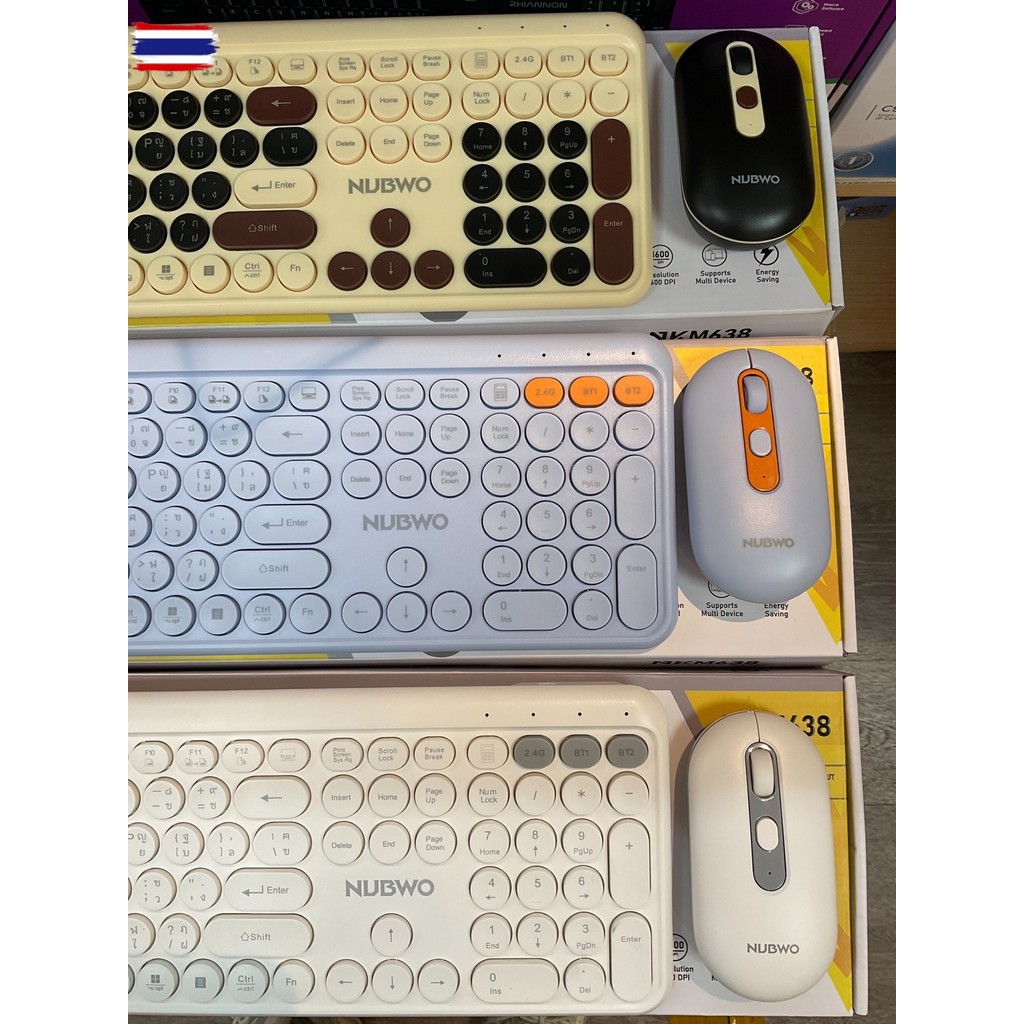 NUBWO NKM 638 ชุดคีย์อร์ดลูทูธ+เมาส์ไร้สาย Wireless & Bluetooth เชื่อมต่อได้ 2 แ ไม่ว่าจะเป็นแ Wirel