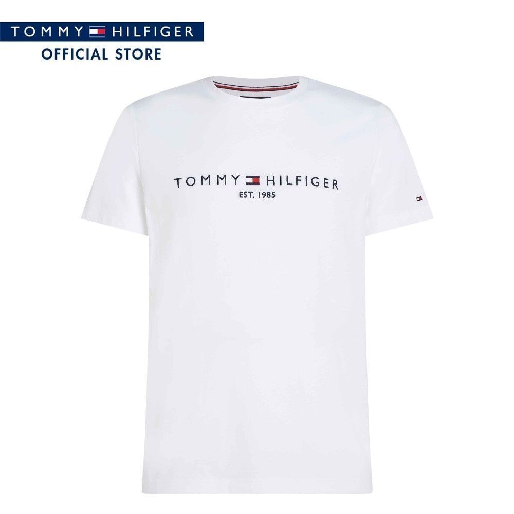Tommy Hilfiger เสื้อยืดผู้ชาย รุ่น MW0MW16171 YBR - สีขาว ทรง Slim Fit