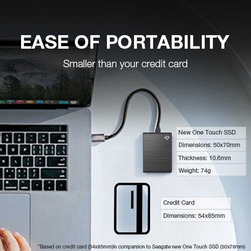 SEAGATE 2TB รุ่น One Touch SSD ความเร็ว 1,030MB/s USB-C , USB 3.2  External Harddisk (STKG200040X)