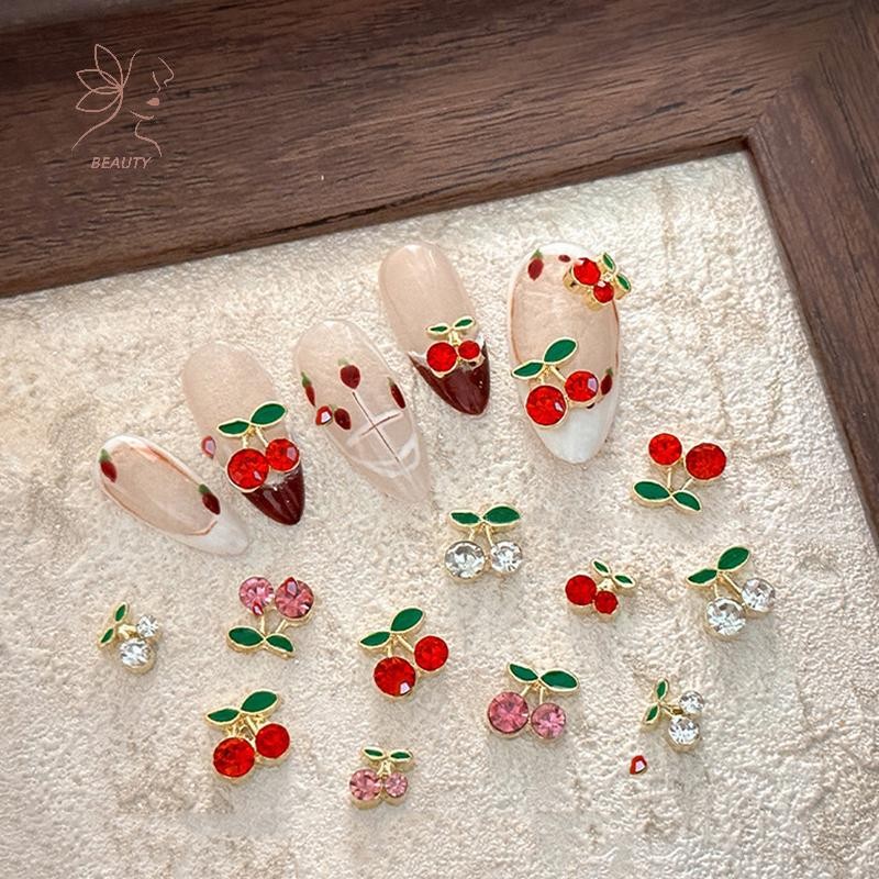 maybeauty 10 ชิ้น Cherry Nail Rhinestone 3D Cherry Charm รูปที่ 7