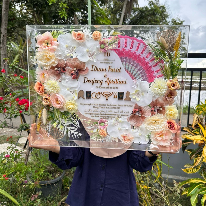สินสอดเงิน [2 ANNIVERSARY] 40x30 STANDARD WEDDING DOWARD SET WEDDING DECORTATIONS ACRYLIC BOX FRAME