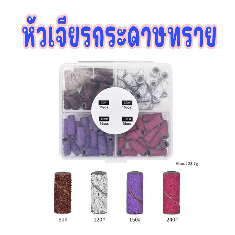 หัวเจียรกระดาษทราย 3 มิลลิเมตร สำหรับเจียรหน้าเล็บก่อนทาสีเจล ใช้แทนการบั๊ฟหน้าเล็บได้ ไม่รวมหัว
