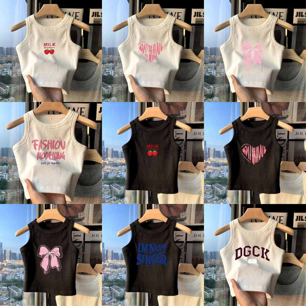 （พร้อมส่งจากกทม มาถึงใน 2วัน）100%Cotton  เสื้อกล้ามเอวลอย  ผ้าคัตคอน นิ่มใส่สบาย   เสื้อสายเดี่ยว ฤดูร้อนซี่น่ารัก