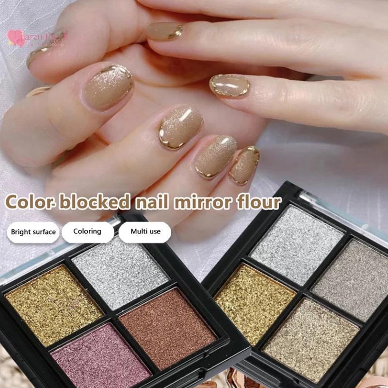 Renbg 4 สี Aurora กระจกเงาเล็บ Glitter เล็บเจล UV เจลภาษาโปลิชคําตกแต่งเล็บอุปกรณ์เสริม TH