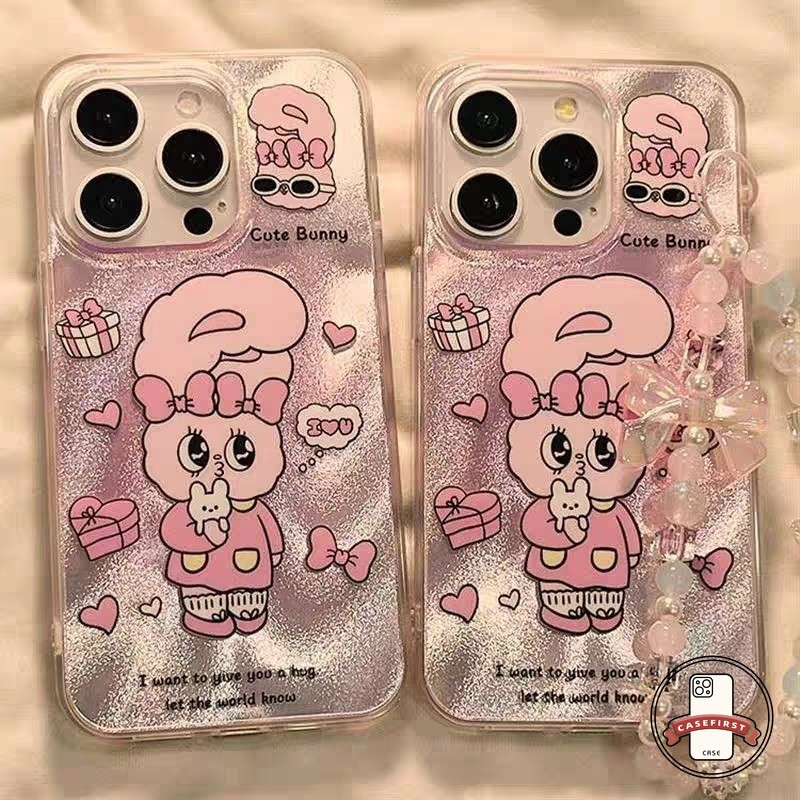การ์ตูนกระต่ายสีชมพูน้ำลายสุดหรู เคส Samsung A06 A05s A04s A15 A05 A53 A14 A25 A21s A23 A34 A51 A13 A32 A03 A33