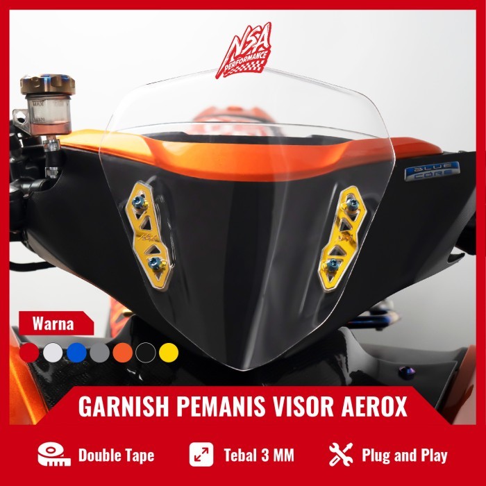 NSA Garnish Visor Aerox Old New Bracket Windshield Aerox Accessories Aerox NSA PERFORMANCE - SILVER