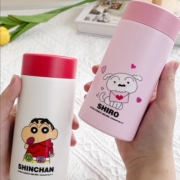 Crayon Shin chan Thermos Cup 300ml ถ้วยน้ําพกพานักเรียนขวดน้ําสแตนเลสแบบพกพาถ้วยการ์ตูน