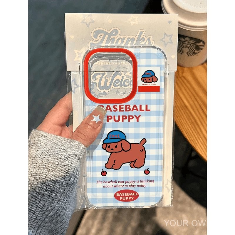 หมวกเบสบอลลายตารางสีน้ำเงิน สำหรับลูกสุนัข เข้ากันได้กับเคส iPhone 16 Pro Max เคส iPhone 15/14/13 เคสนุ่ม 12/11 ครอบคลุมเต็มรูปแบบ เคส iPhone 16 11 สำหรับผู้หญิง XS/XR เคสนุ่ม 8 Plus กันกระแทก XCVQ
