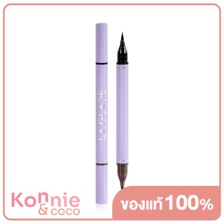 LA GLACE Ideal Black &amp; Brown Duo Eyeliner 1ml อายไลเนอร์รูปแบบปากกา 2 สี 2in1 (สีดำและน้ำตาล).