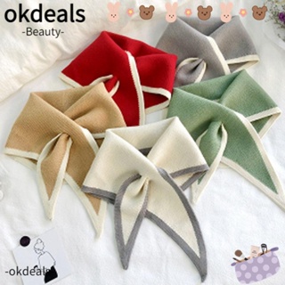 Okdeals ผ้าพันคอ ผ้าวูลถัก กันลม อบอุ่น สไตล์เกาหลี ฤดูใบไม้ร่วง ฤดูหนาว สําหรับผู้หญิง