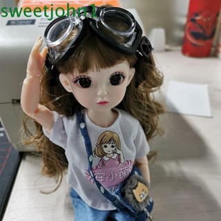 Sweetjohn แว่นตาว่ายน้ํา หนัง PU 1/6 สําหรับตุ๊กตา BJD