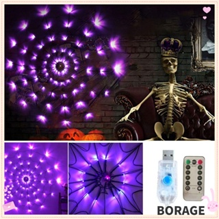 Borag สายไฟ LED รูปแมงมุม พร้อมรีโมตคอนโทรล กันน้ํา สําหรับตกแต่งปาร์ตี้ฮาโลวีน