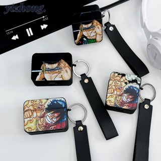 เคสหูฟัง TPU หนัง PU นิ่ม ทรงสี่เหลี่ยม กันหาย ลายการ์ตูนอนิเมะ One Piece Luffy Zoro สีดํา สําหรับ Airpods Pro 2 3 1