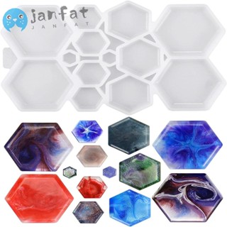 Janfat แม่พิมพ์ซิลิโคนเรซิ่น รูปหกเหลี่ยม 16.5*10.5*0.99 ซม. สีขาว 13 ช่อง สําหรับทําต่างหู ช็อคโกแลต