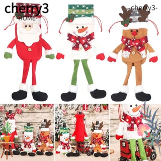 Cherry3 ฝาครอบขวดไวน์ รูปสโนว์แมน ของขวัญคริสต์มาส สําหรับตกแต่งบ้าน