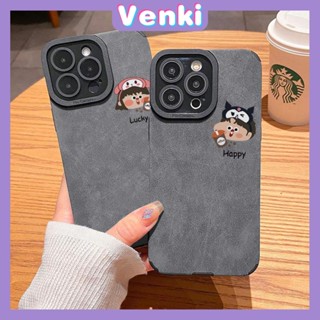 VENKI - เข้ากันได้สำหรับ เคสไอโฟน เคสไอโฟน11 เคส iphone 11 กรณีซองหนังนุ่มกันกระแทกเคสโทรศัพท์ป้องกันกล้องสีเทาคู่น่ารักเด็กสาวเข้ากันได้กับ iPhone 14 13 PRO MAX 12 PRO MAX XR XS 7Plus 8 PLUS