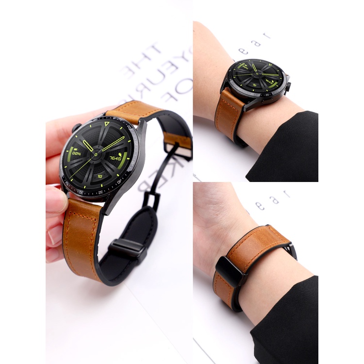 สายนาฬิกาข้อมือหนัง ซิลิโคน แม่เหล็ก สําหรับ Samsung Watch 6 5 4 40 44 มม. 4 6 Classic 42 43 มม. 46 47 มม. Galaxy Watch 5pro 45 มม. Huawei Watch GT 2