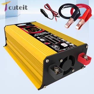 Tcuteit อุปกรณ์อินเวอร์เตอร์ หน้าจอ LCD 6,000W DC 12V เป็น AC 110V 220V สําหรับรถยนต์