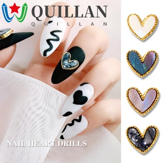 Quillan เครื่องประดับตกแต่งเล็บ อัลลอย รูปหัวใจ พีช ละเอียดอ่อน 10 ชิ้น