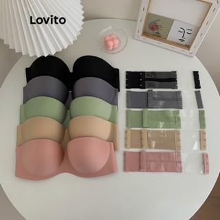 Lovito บราเล็ตต์ลําลอง ประดับโบว์ ขนาดเล็ก สําหรับผู้หญิง LNA15019 (สีชมพู/เขียว/ดํา)