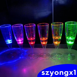 [Szyongx1] แก้วแชมเปญ มีไฟ LED ขนาด 150 มล. สําหรับคลับ งานแต่งงาน ครบรอบ 6 ชิ้น