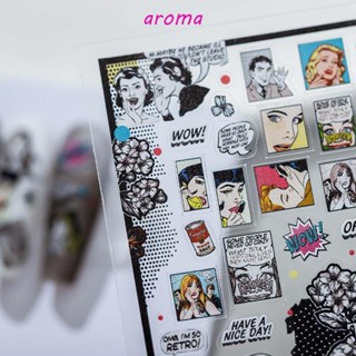 Aroma สติกเกอร์ติดเล็บ ลายการ์ตูน ไอศกรีม กระต่าย ผลไม้ สําหรับผู้หญิง