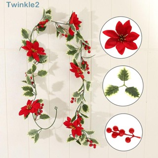 Twinkle พวงมาลัยดอกไม้ประดิษฐ์ เบอร์รี่สีแดง สําหรับแขวนตกแต่งต้นคริสต์มาส