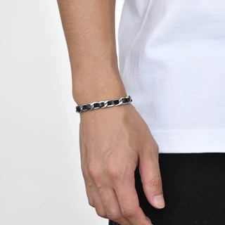 Vnox สร้อยข้อมือโซ่ สเตนเลส สีดํา เครื่องประดับแฟชั่น สําหรับผู้ชาย ของขวัญ