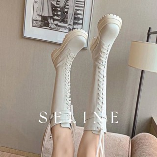 SELINE  แฟชั่นรองเท้า บูท รองเท้าบูทยาว ไซส์ใหญ่ รองเท้า boots fashion Chic สวย ทันสมัย B92F091 37Z230910