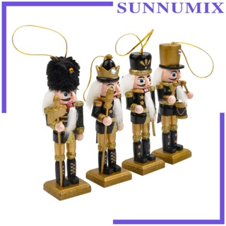 [Sunnimix] ฟิกเกอร์หุ่นตุ๊กตาไม้ รูปทหารแครกเกอร์ แบบดั้งเดิม อุปกรณ์เสริม สําหรับตกแต่งเทศกาล เก็บสะสม 4 ชิ้น