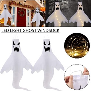 2x LED Light Ghost Windsock Halloween Garden Decor Prop Party Home Hanging