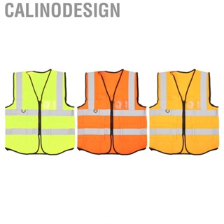 Calinodesign Night Cycling Safety Reflective Vest Multiple Pockets  High Visibility Zipper Front for Guardian