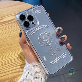 โปร่งใสเคสโทรศัพท์ สําหรับไอโฟน 11 12 13 14 15 Pro Max 7 8 Plus XR X XS MAX SE ดอกกุหลาบ TPU อ่อนนุ่ม กันกระแทก