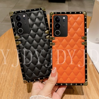 Yjd เคสโทรศัพท์มือถือ ขอบตรง กันกระแทก ลายสี่เหลี่ยมขนมเปียกปูน สําหรับ ViVo V29 Pro