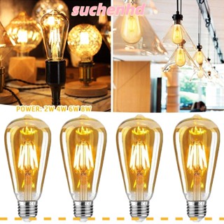 Suchenhd ST64 หลอดไฟ LED สีเหลืองอบอุ่น E27 หลอดไฟคริสตัล 2700K 3000K เทียน 2W 4W 6W 8W หลอดไฟเทียนตกแต่งบ้าน