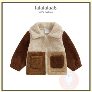 Laa6 เสื้อโค้ทแขนยาวลําลอง มีซิป สีตัดกัน แฟชั่นฤดูหนาว สําหรับเด็กผู้หญิง