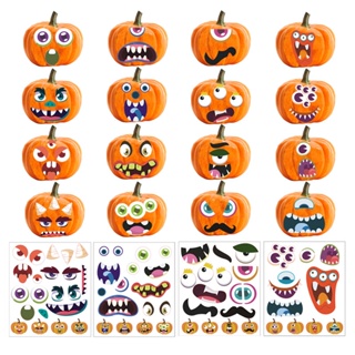 Halloween_ สติกเกอร์กระดาษ ลายฟักทอง ติดง่าย สําหรับตกแต่งปาร์ตี้ฮาโลวีน