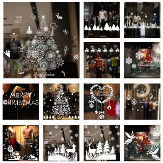 Christmas_ สติกเกอร์ ลายคริสต์มาส สโนว์แมน ซานตาคลอส มีกาวในตัว DIY 1 ชุด