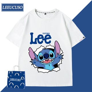 เสื้อยืดแขนสั้น คอกลม ผ้าฝ้ายแท้ ลาย Stitch Star Baby Stitch อินเทรนด์สําหรับผู้ชาย และผู้หญิง