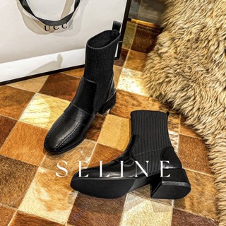 SELINE แฟชั่นรองเท้า บูท รองเท้าบูทยาว ไซส์ใหญ่ รองเท้า boots นุ่ม จับคู่ง่าย วัสดุที่มีคุณภาพ หลายสี FMT2390QM837Z230911