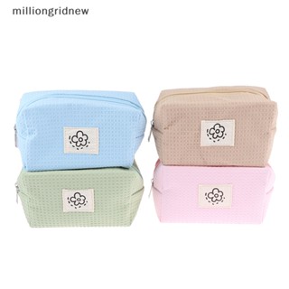 [milliongridnew] กระเป๋าเครื่องสําอาง กระเป๋าดินสอ กระเป๋าใส่เหรียญ ลายสก๊อตวาฟเฟิล น่ารัก มีซิป สําหรับผู้หญิง WQL