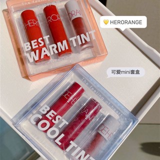 Tiktok explosion# HERORANGE three-piece Air lip glaze set mini white matte foggy velvet for female students cheap 8.31zs