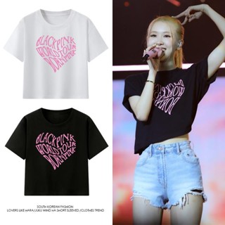 เสื้อยืดแขนสั้น ทรงหลวม ลาย Blackpink jennie สีขาว สําหรับผู้หญิง 2023