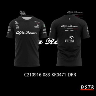 เสื้อกีฬาแขนสั้น พิมพ์ลาย Alfa Romeo Essential F1 Formula One Team Jersey สีดํา 2021