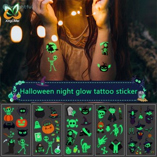 Luminous Halloween Tattoo สติกเกอร์ฟักทองตลก Ghost Kid Body Face สติกเกอร์กันน้ำชั่วคราวตกแต่งฮาโลวีน Gatherings สติ๊กเกอร์ชั่วคราว TH