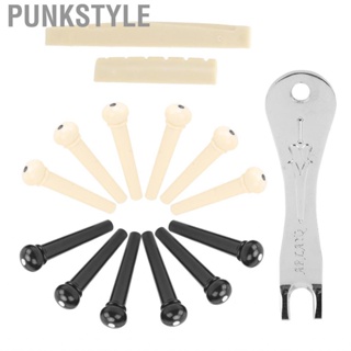 Punkstyle 12Pcs Acoustic Guitar Bridge Pin Set Folk String Peg Kit Accessory With Saddle