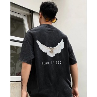 เสื้อยืดแขนสั้น พิมพ์ลายนกพิราบ FEAR OF GOD สไตล์วินเทจ สําหรับผู้หญิง