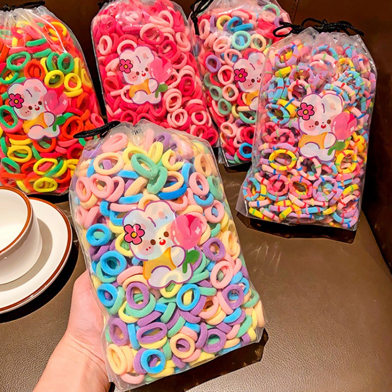 100 ชิ้น ชุดยางรัดผม สําหรับเด็ก / ผู้หญิง แฟชั่นเกาหลี ที่เรียบง่าย ยืดหยุ่นสูง ยางรัดผม ไม่เจ็บผม เครื่องประดับผม
